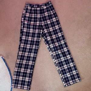 Brandy Melville Navy Blue Plaid Pants